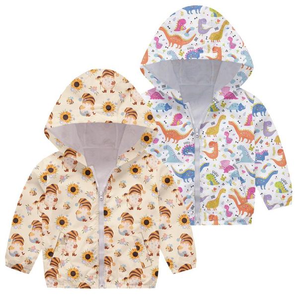 

jackets children toddler baby hooded jacket cartoon print zipper long sleeve coats spring autumn kids boys girls windproof clothes, Blue;gray