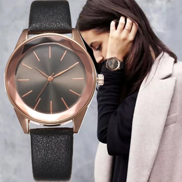 

wristwatches ladies quartz watches sports leather wristwatch fashion cool clock relogio watch women for dro, Slivery;brown