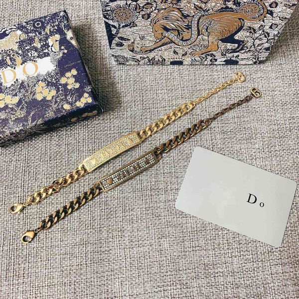 

designer jewelry letter brass inlaid diamond chain personality temperament female net red bracelet bqbu 46pv, Black