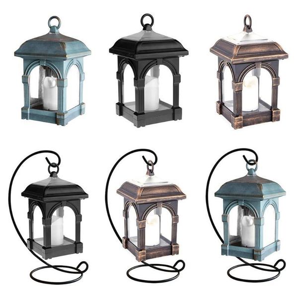

solar lamps candle lantern shape led light ip44 waterproof outdoor home hang lamp black bronze copper with bracket 8 hours