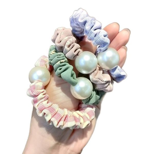 

hair accessories pleated cloth art big pearl letter ring headdress girl's headband, Slivery;white