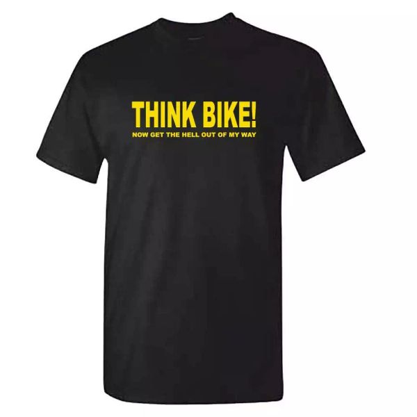 

think bike biker t shirt - birthday gift for him dad motorbike safety, White;black