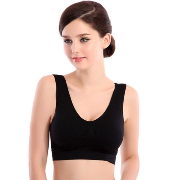 

gym clothing women casual breathable seamless racerback sports bra(elastic) underwire solid bra yoga vest yes, White;black