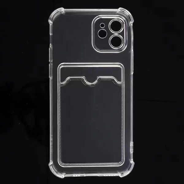 Modische, durchsichtige, stoßfeste TPU-Kartenhalter-Taschen-Handyhülle für iPhone X / XR XS / 11 Pro 12 Max 13 Mini-Serie