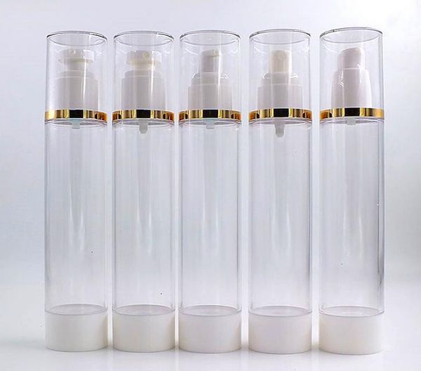 

storage bottles & jars 100pcs 80ml 100ml 120ml makeup tools transparent essence pump bottle plastic airless for lotion shampoo sn1164