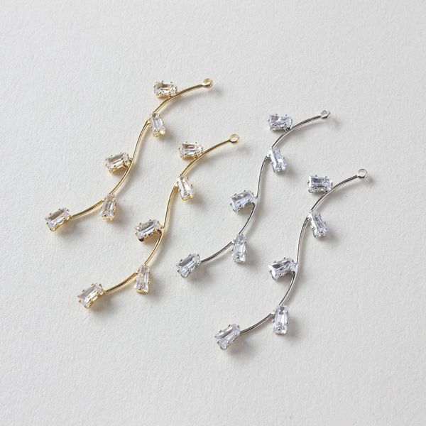 

12pcs/lot zircon geometry elongated curved s wicker branches shape copper floating locket charms diy jewelry accessory, Bronze;silver