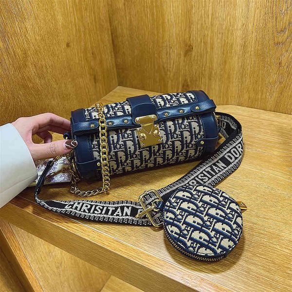 

2022 factory wholesale new foreign style women's fashion popular messenger chain single shoulder cylinder small round bag