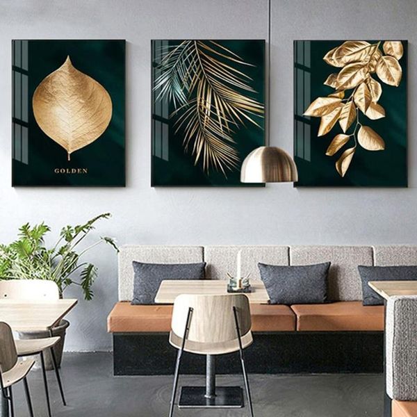 

unique abstract golden plant leaves picture wall poster modern canvas room print painting p5d4 style living art decoration g4o0 paintings