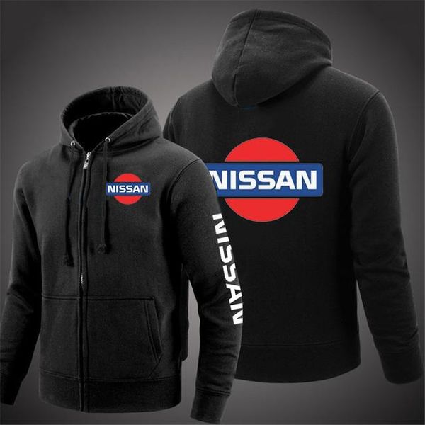 

men's hoodies & sweatshirts nissan logo men jacket print sweatshirt spring autumn fleece cotton zipper harajuku fashion male coat, Black