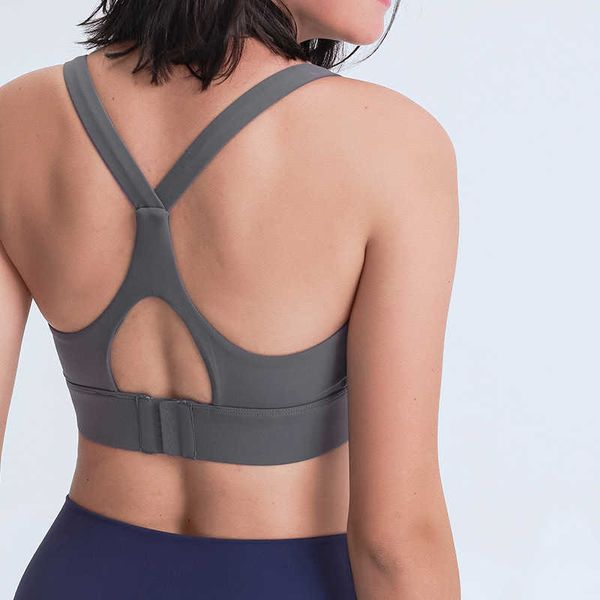 Soutien-gorge de sport réglable à trois rangées avec boucle croisée ajourée en forme de cœur dans le dos, vêtements de gymnastique pour femmes, sous-vêtements de course, de Fitness, d'entraînement, débardeurs