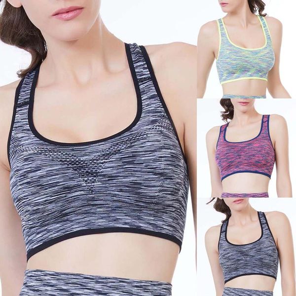

women seamless stretch sport bra yoga crop sports padded fitness tank workout gym vest deportivas mujer clothing, White;black