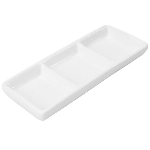 

storage bottles & jars 6 inch pure white ceramic 3-compartment appetizer serving tray rectangular divided sauce dishes for spice dish soy