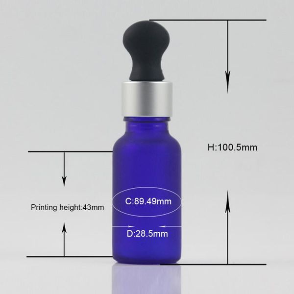 

storage bottles & jars 100pcs a lot frosted serum bottle 20ml, blue glass 20ml with matte silver dropper pipette