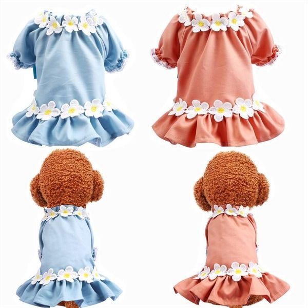 

dog apparel summer pet clothes breathable soft princess flower dress chihuahua puppy wedding girl costume for small dogs