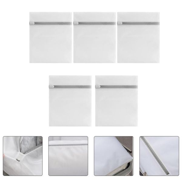 

5pcs reusable washing bags fine mesh laundry bag simple style white