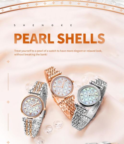 

shengke bracelet luxury women watches in 2021 simple dial japanese quartz movement waterproof ladies watch stainless steel wristwatches, Slivery;brown