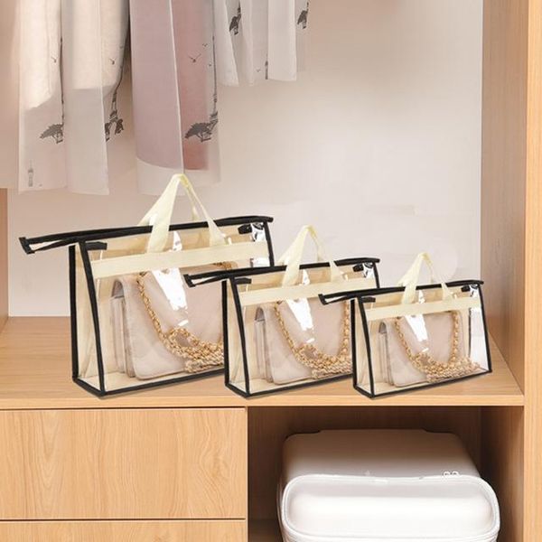 

protable clear women purse handbag dust cover craft storage bag with zipper for moisture proof protector travel organizer clothing & wardrob
