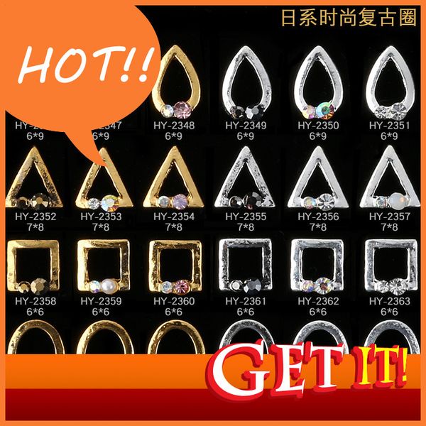 

nail alloy ornament mobile phone stick drill triangular quadrilateral, Silver;gold
