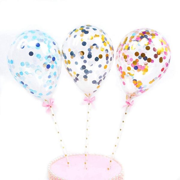 

party decoration 5 inch thick sequined latex transparent confetti balloon birthday cake supplies wedding insert card