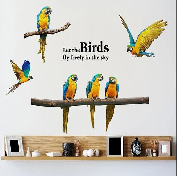 

creative bird parrot self-adhesive wall stickers personality bedroom cabinet decoration art living room study