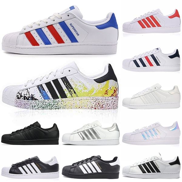 

luxury designer superstar mens fashion casual shoes triple black blue red white superstars for women flats sneakers super star 36-45