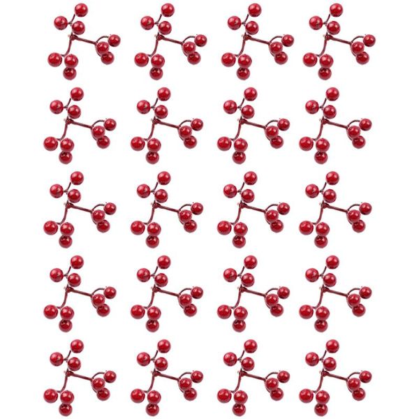 

20pcs simulation flower red fruit berry bean bouquet branch christmas for home party decorative flowers & wreaths