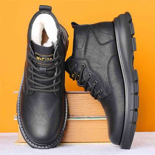 

dress shoes 2021 botas de couro genuno do homem inverno neve sapatos l interior anti slizamento pai tornozelo prova 7zsb, Black