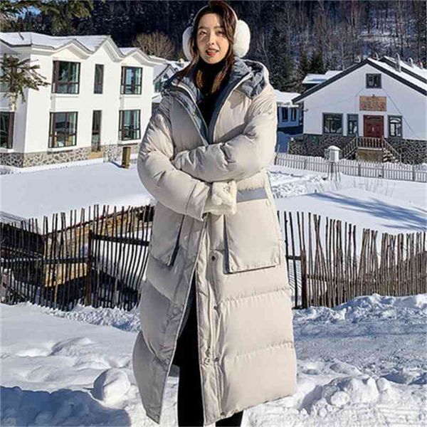 

new winter clothes long cotton padded women's korean version over knee coat, Black