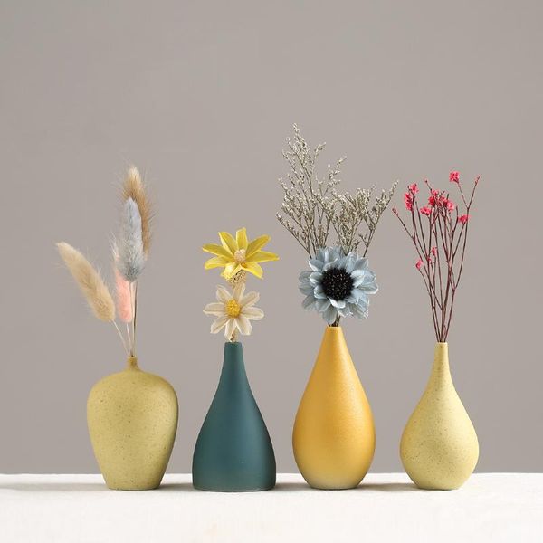 

european simple ceramic vase yellow porcelain vases small flower diy bottle wedding for table decorations home decor