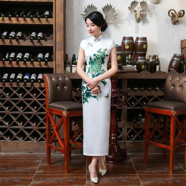 

chinese woman dress cheongsam qipao silk hinese long dragon wedding ethnic clothing, Red