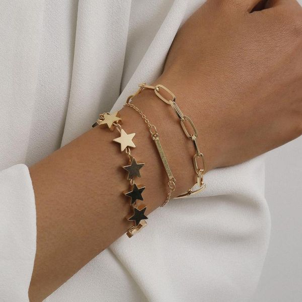 

link, chain women's hip hop star one line bracelet suit, Black