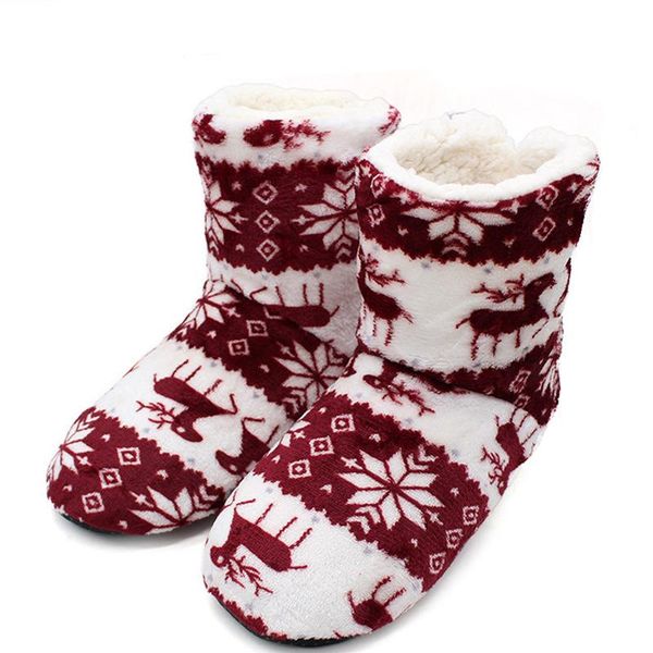 

winter fur slippers women warm house plush flip flops christmas cotton indoor home shoes floor claquette fourrure, Black