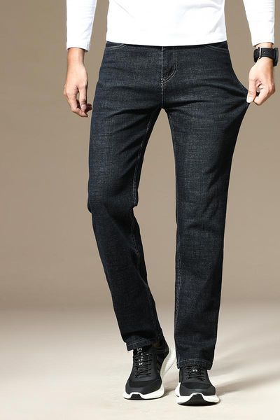 

men's jeans autumn and winter trend casual business straight-through, Blue
