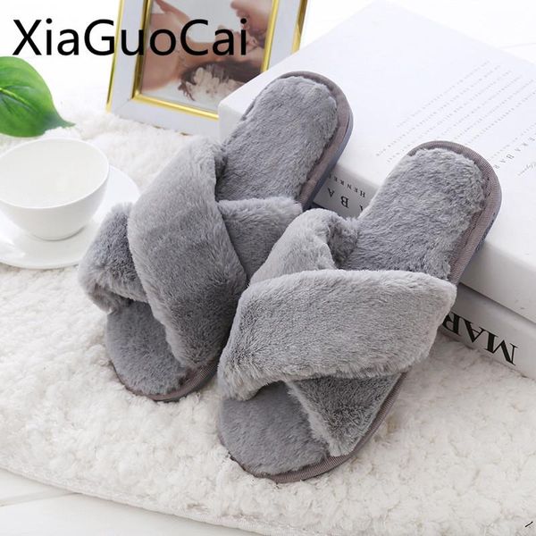 

slippers indoors women winter flat autumn and fur shape bottomed home wholesale, Black
