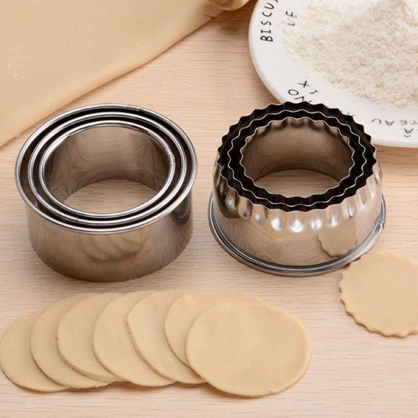 

3pcs portable dumplings wrappers molds round/flower shaped stainless steel cookie pastry maker cutter baking & tools