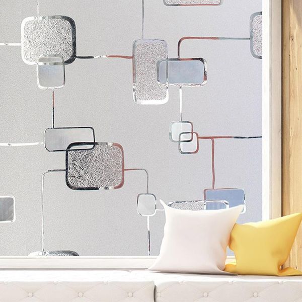 

window stickers 4pcs 3d decorative square round cling film no glue privacy static stained glass sticker