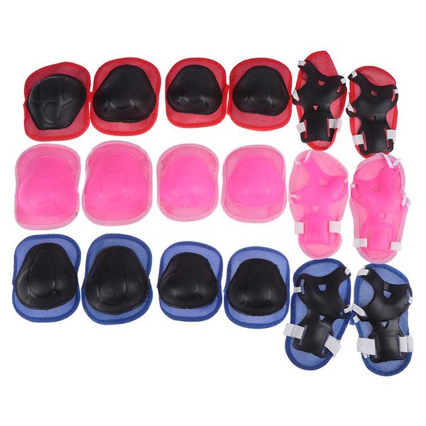 

6pc/set adjustable skating protective gear set elbow pads bicycle skateboard ice skate roller knee protector for kids gift &, Black;gray