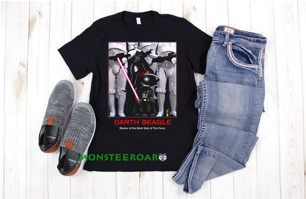 

beagle small dog space war alien mashup funny black t-shirt s-6xl, White;black