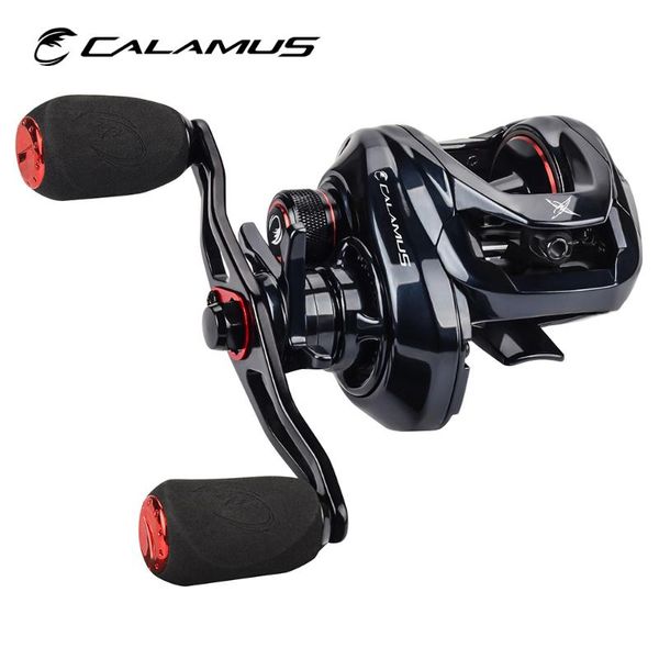 

calamus x2 baitcasting fishing reel 7.2:1 high speed gear ratio 8kg max drag 190g weight right left handed casting coil reels