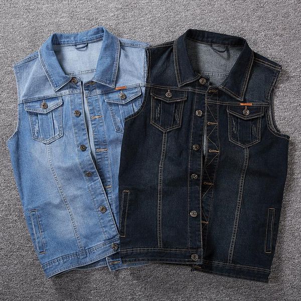 

men's jackets men hip hop slim casual jeans vest jacket coats plus size 4xl 5xl 6xl 7xl 8xl fashion multi-pocket sleeveless denim, Black;brown