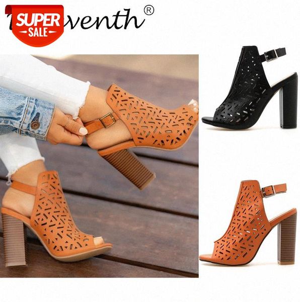 

europe and the united states street style women's sandals 2018 early fish mouth hollowing laser #rk5m, Black
