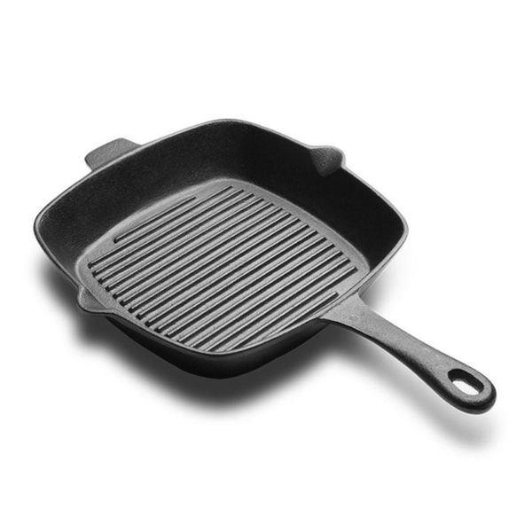 

26cm cast iron square grill pan non stick steak frying for electric or gas stove (black) pans