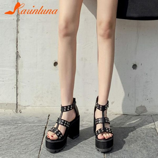 

cosplay summer high sandals cool platform women fashion ins block heels shoes, Black