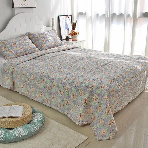 

comforters & sets chausub blue cotton quilts 3pcs quilted bedspreads for double bed cover quilt set pillow case king queen size blanket cove