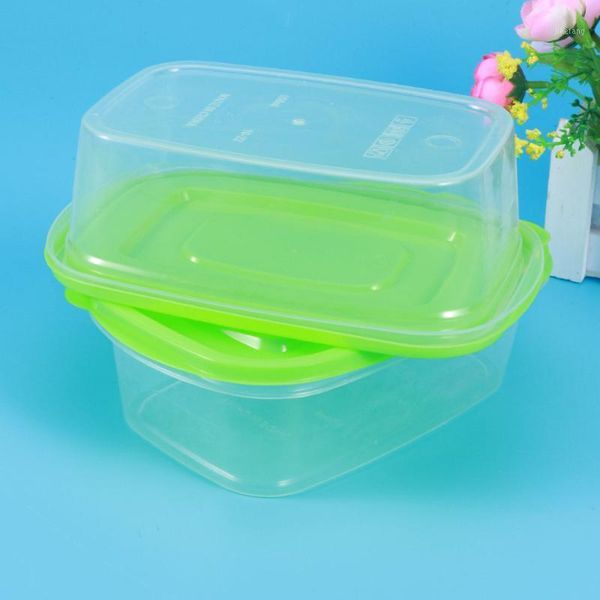 

storage bottles & jars 2pcs 650ml candy color container crisper refrigerator vegetable fruit preservation box (green)