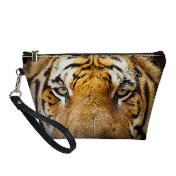 

makeup bags women for make up cute tiger 3d printed pouch ladies portable cosmetic cases females travel necessity &