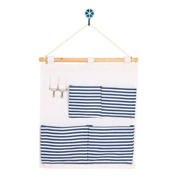 

storage bags 5 grids useful space saving strong loading phone holder pouch cotton flax organizer bag convenient for bed room