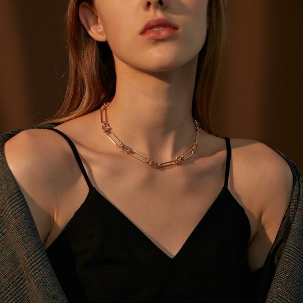 

chains fashion hip hop thick gold chain necklaces for women simplicity steampunk clavicle rock lock choker trendy party jewelry, Silver