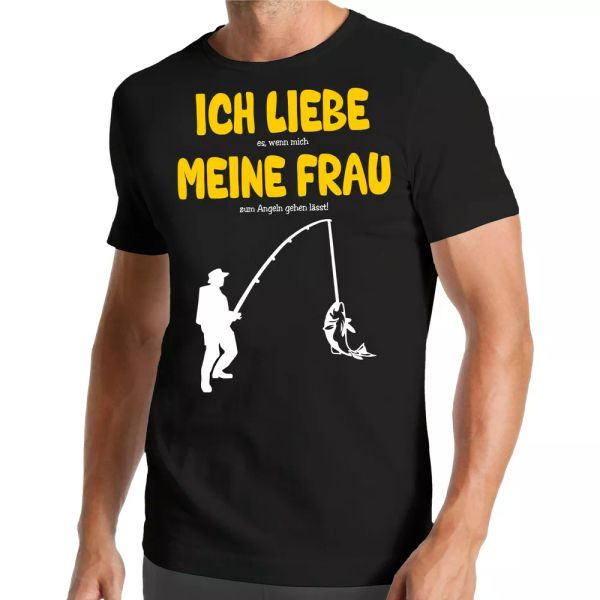 

i love my wife fishing t-shirt | it if me to go leaves | angler, White;black