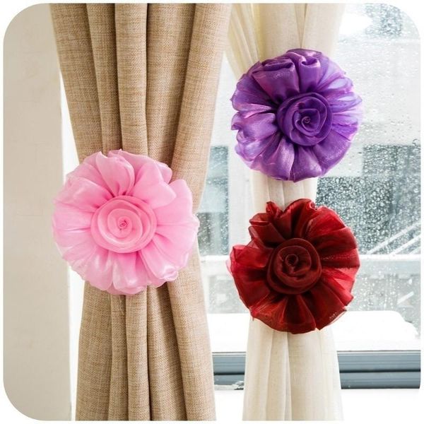 

other home decor 2pcs/set flowers curtain clip rose tieback living room bedroom holder tie backs drape decoration